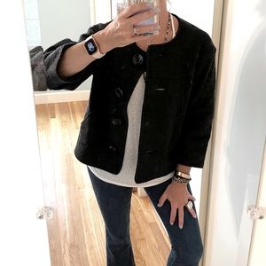 Talbots Cropped Merino Wool Collarless Blazer